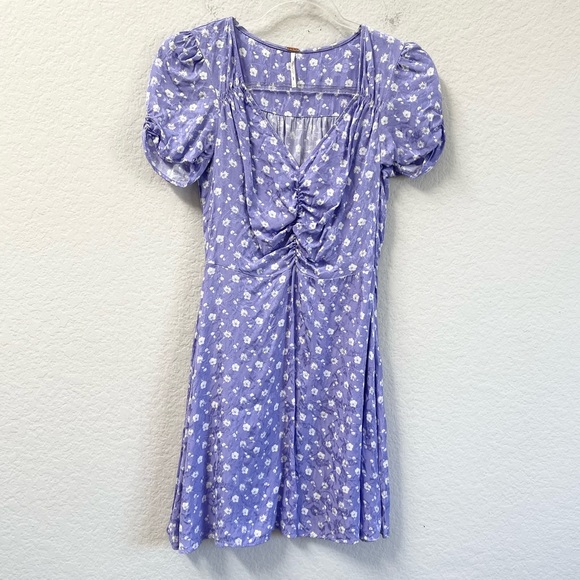 Free People Bond Street Mini Dress Lavender Floral Size 2 - Picture 3 of 7